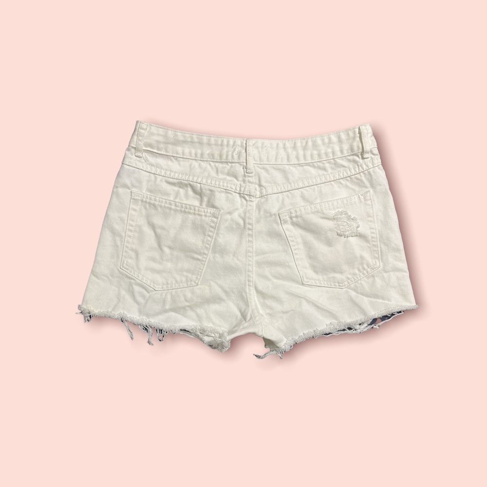 White Denim Low Cut Shorts
